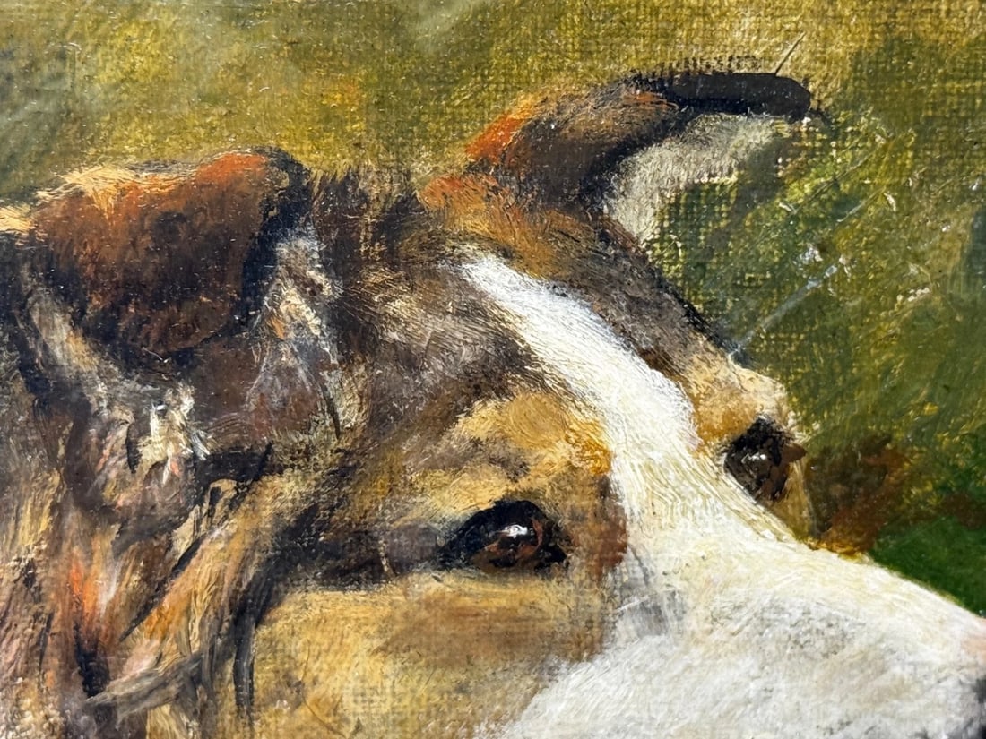 Large Victorian Oil Portrait Rough Collie Signed by John Trivett Nettleship - 9