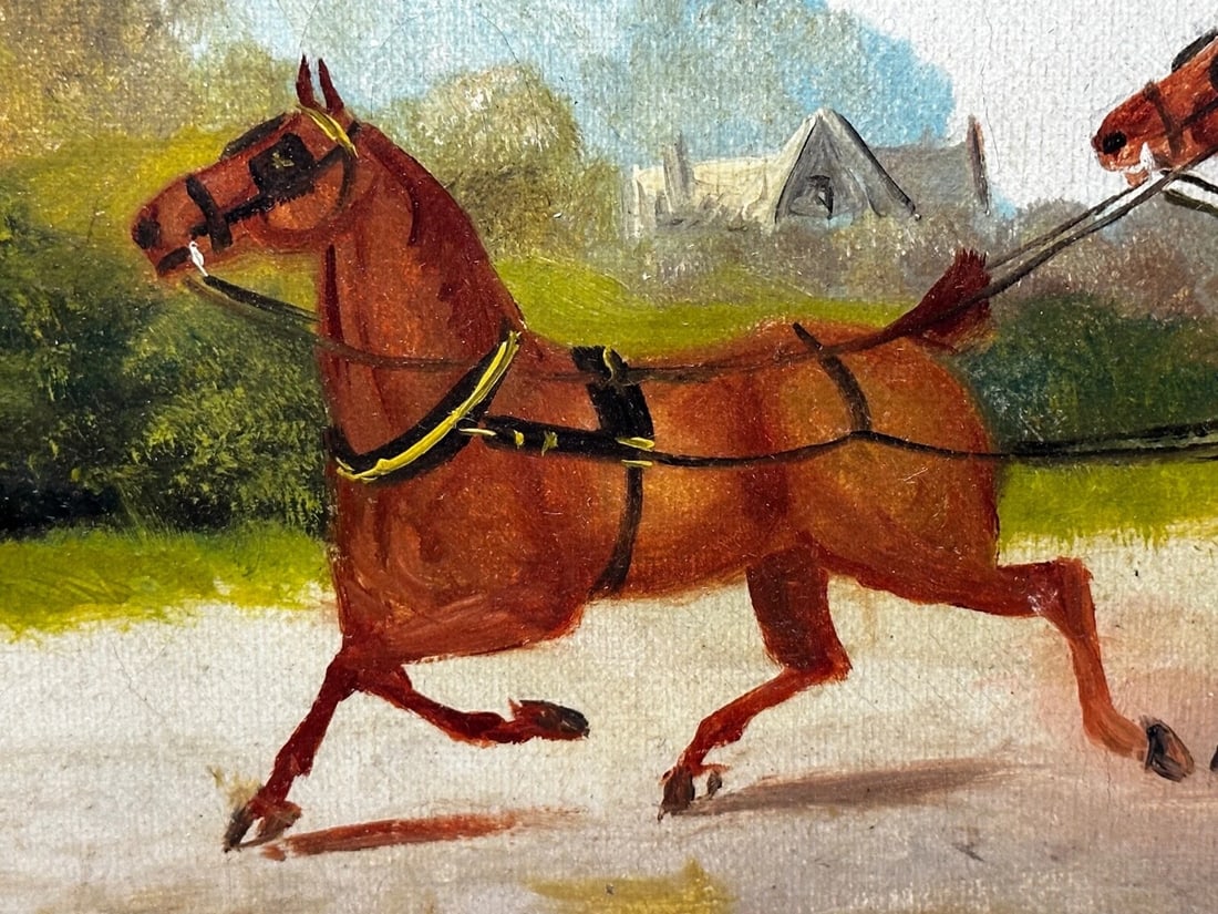 Edwardian Oil Painting Horses & Carriage Coachman Riders Signed Philip H Rideout - 11