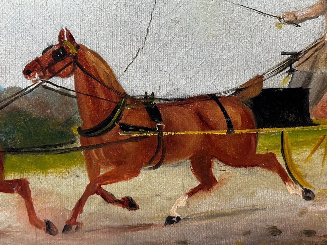 Edwardian Oil Painting Horses & Carriage Coachman Riders Signed Philip H Rideout - 12