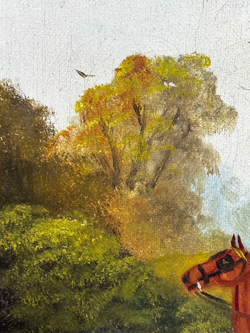 Edwardian Oil Painting Horses & Carriage Coachman Riders Signed Philip H Rideout - 13