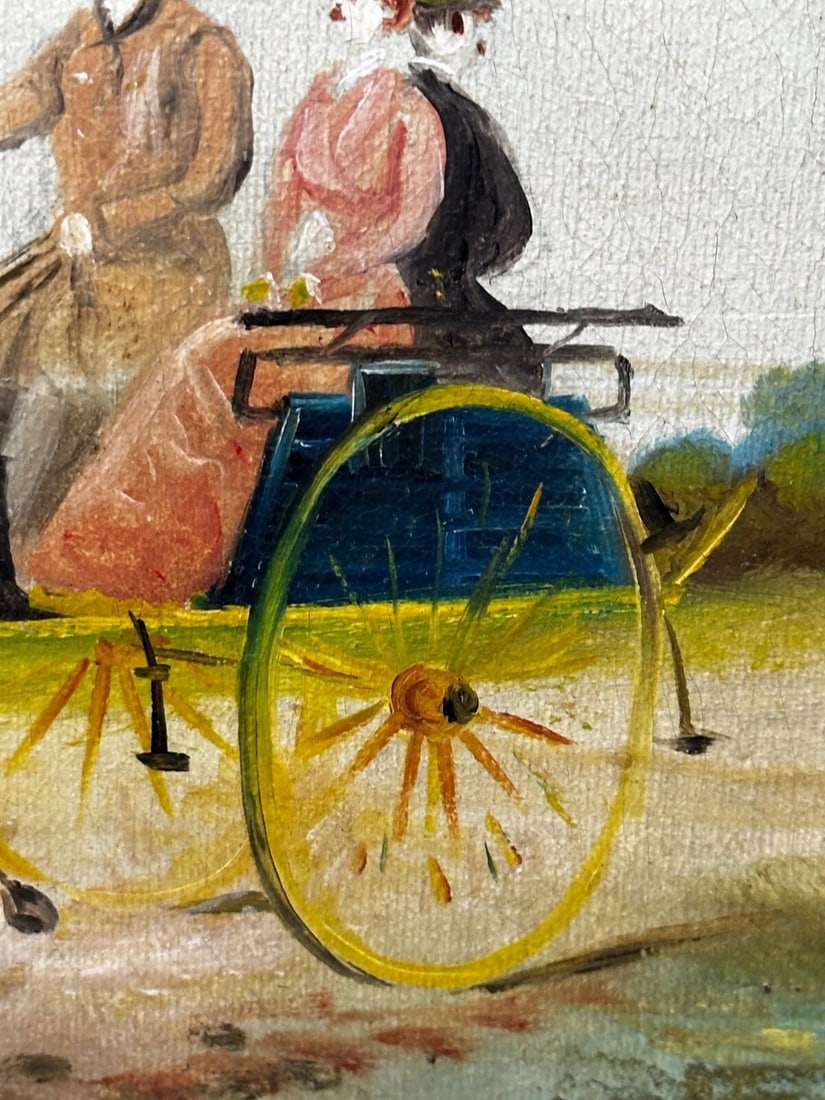 Edwardian Oil Painting Horses & Carriage Coachman Riders Signed Philip H Rideout - 15