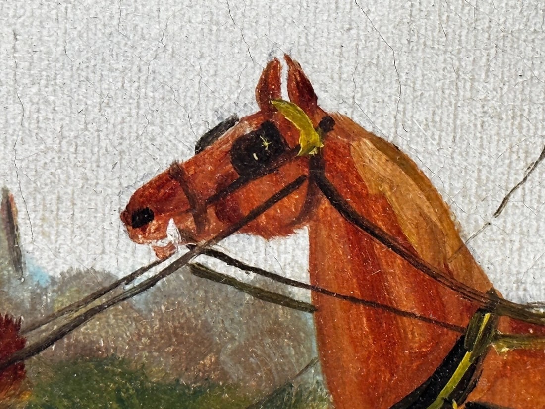Edwardian Oil Painting Horses & Carriage Coachman Riders Signed Philip H Rideout - 17