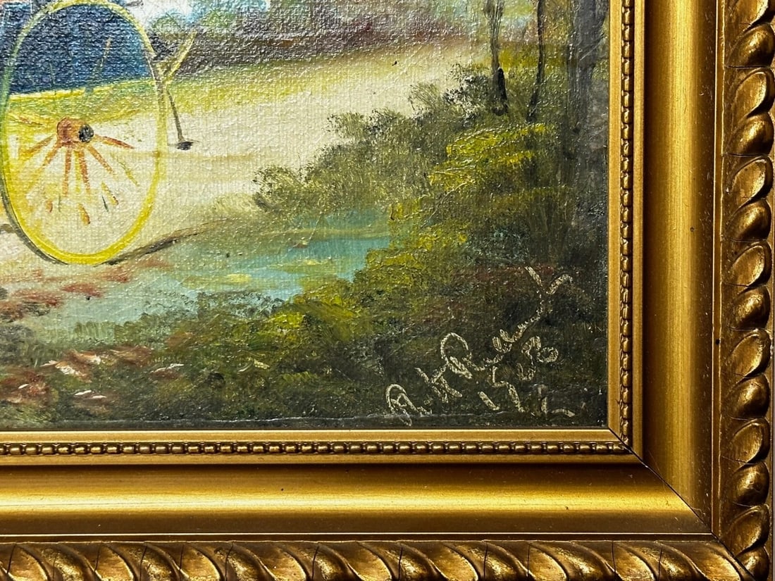 Edwardian Oil Painting Horses & Carriage Coachman Riders Signed Philip H Rideout - 7
