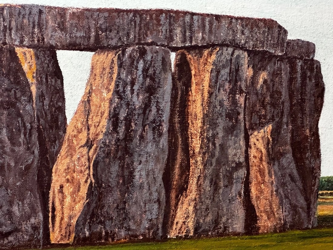 Oil Painting Salisbury Plain Prehistoric Stonehenge After Jasper Francis Cropsey - 12