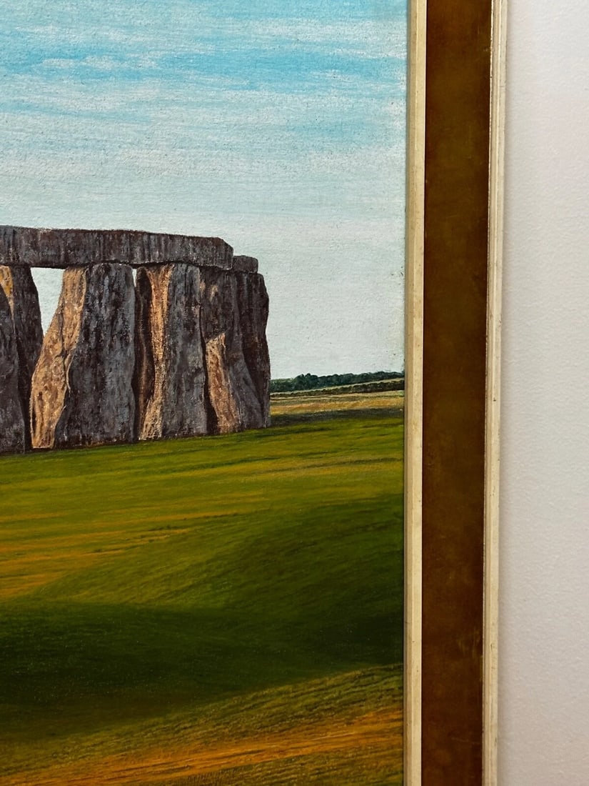 Oil Painting Salisbury Plain Prehistoric Stonehenge After Jasper Francis Cropsey - 3