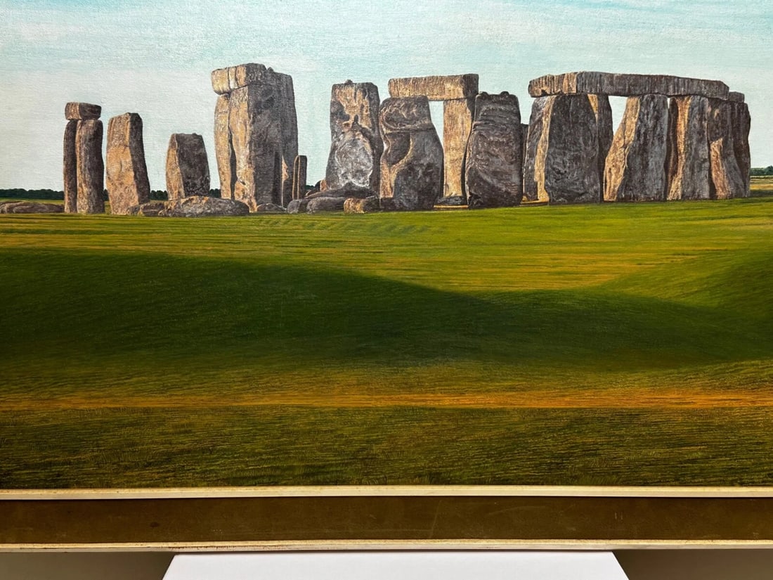 Oil Painting Salisbury Plain Prehistoric Stonehenge After Jasper Francis Cropsey - 5