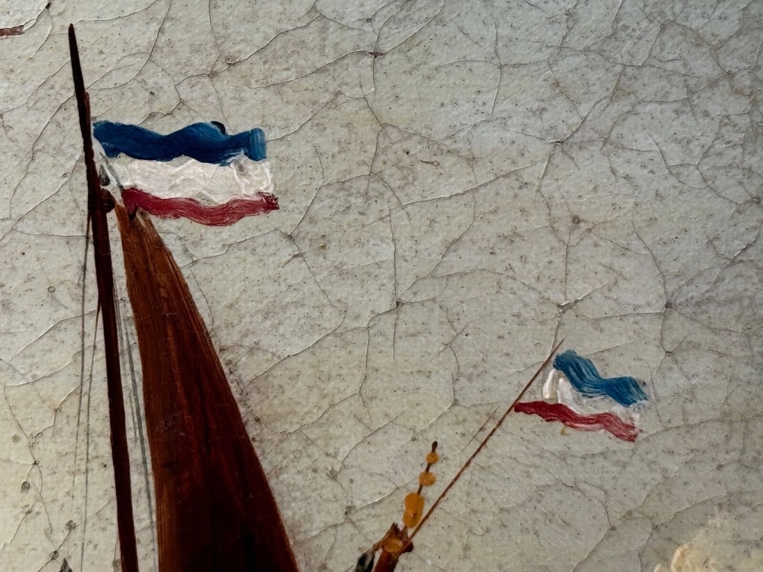 Marine Georgian Early 19th Century French Fishing Boat Heading Out Brisk Winds - 14