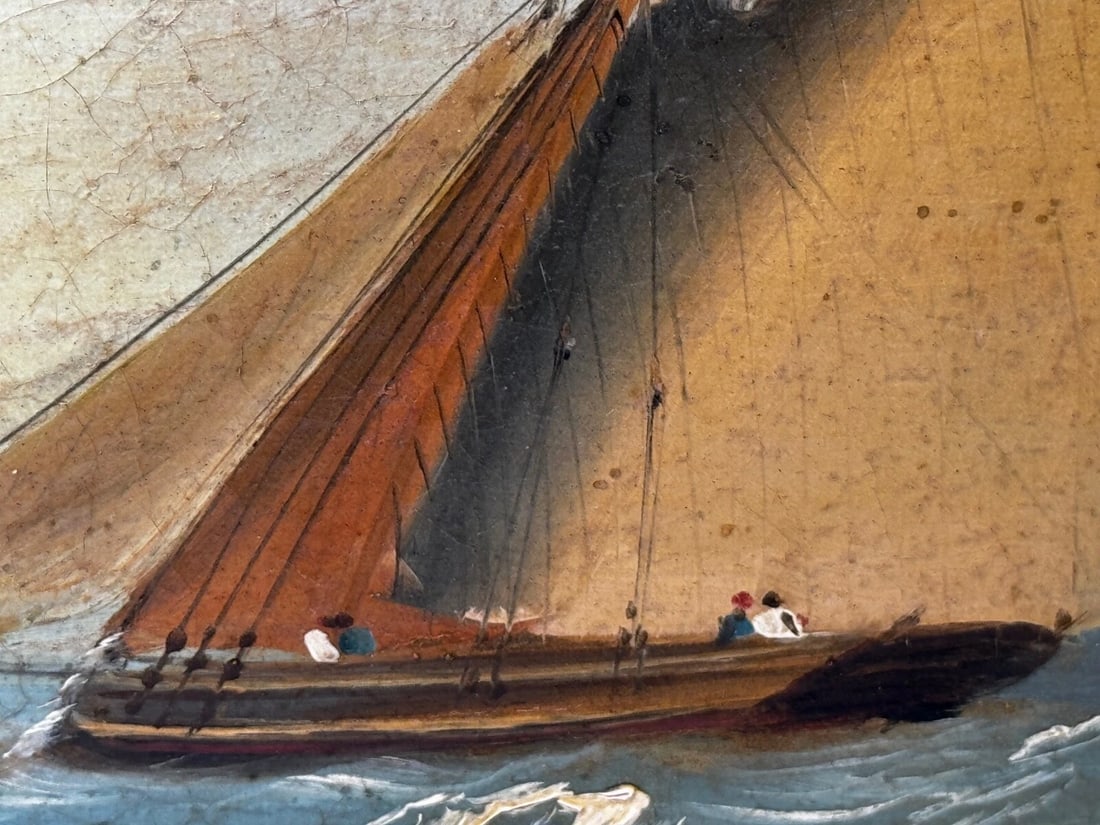 Marine Georgian Early 19th Century French Fishing Boat Heading Out Brisk Winds - 16