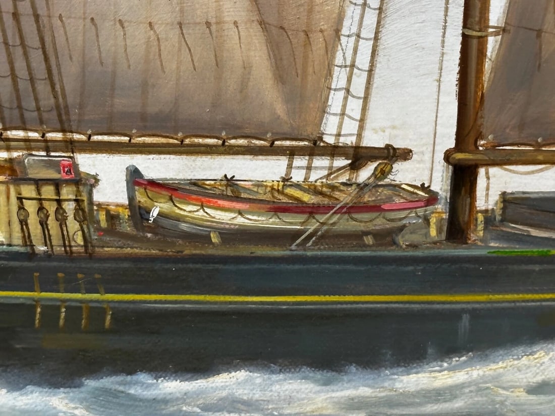 British Marine Oil Painting Kathleen & May Schooner Ship By John Lewis Chapman - 11