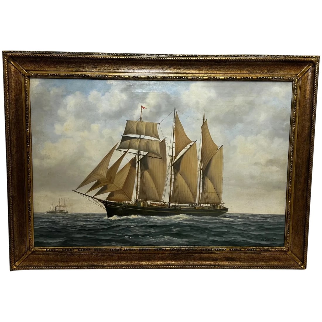 British Marine Oil Painting Kathleen & May Schooner Ship By John Lewis Chapman (1 of 20)