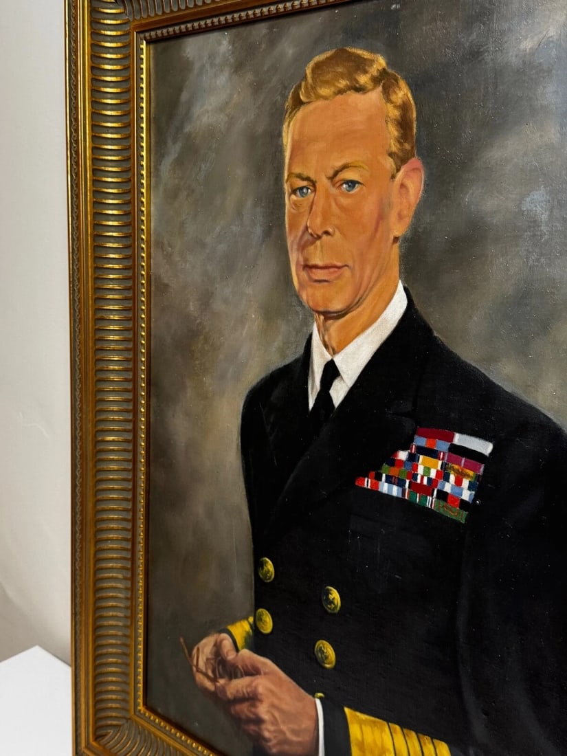 Historic Royal Portrait of King George VI in Naval Uniform by F.W.H.McCance - 4