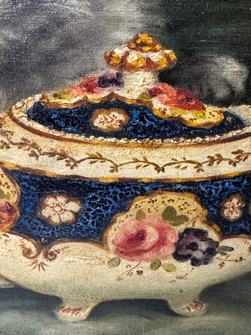 Oil Masterpiece Persian Kittens Playing Tea Party By Agnes Augusta Talboys - 12