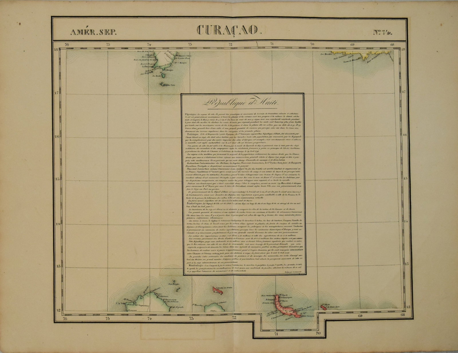 1825 Vandermaelen Map of the Curacao, Aruba -- Amer. Sep. Curacao No. 74. (1 of 1)