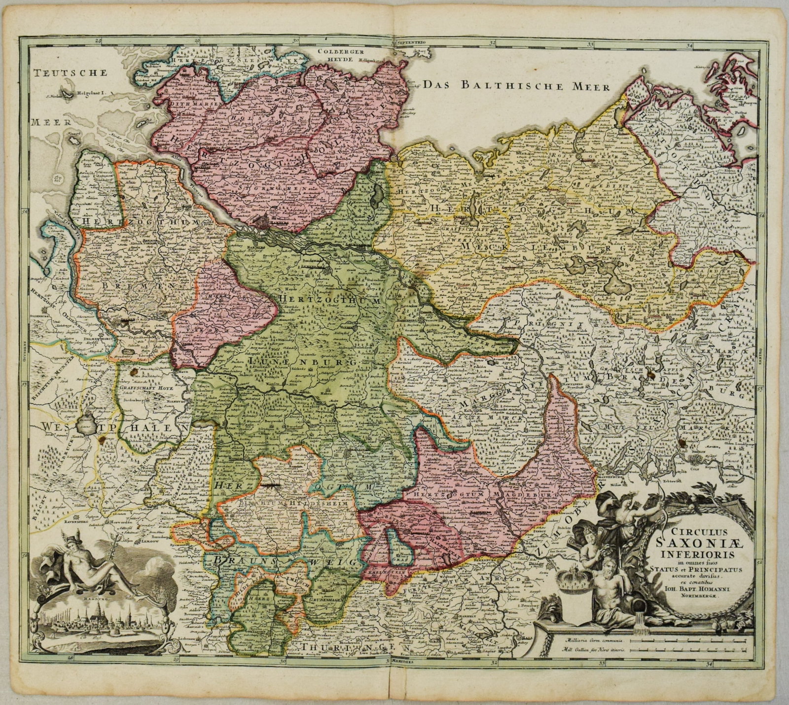1716 Homann Map of Northern Germany -- Circulus Saxoniae Inferioris in omnes suos Status et (1 of 1)