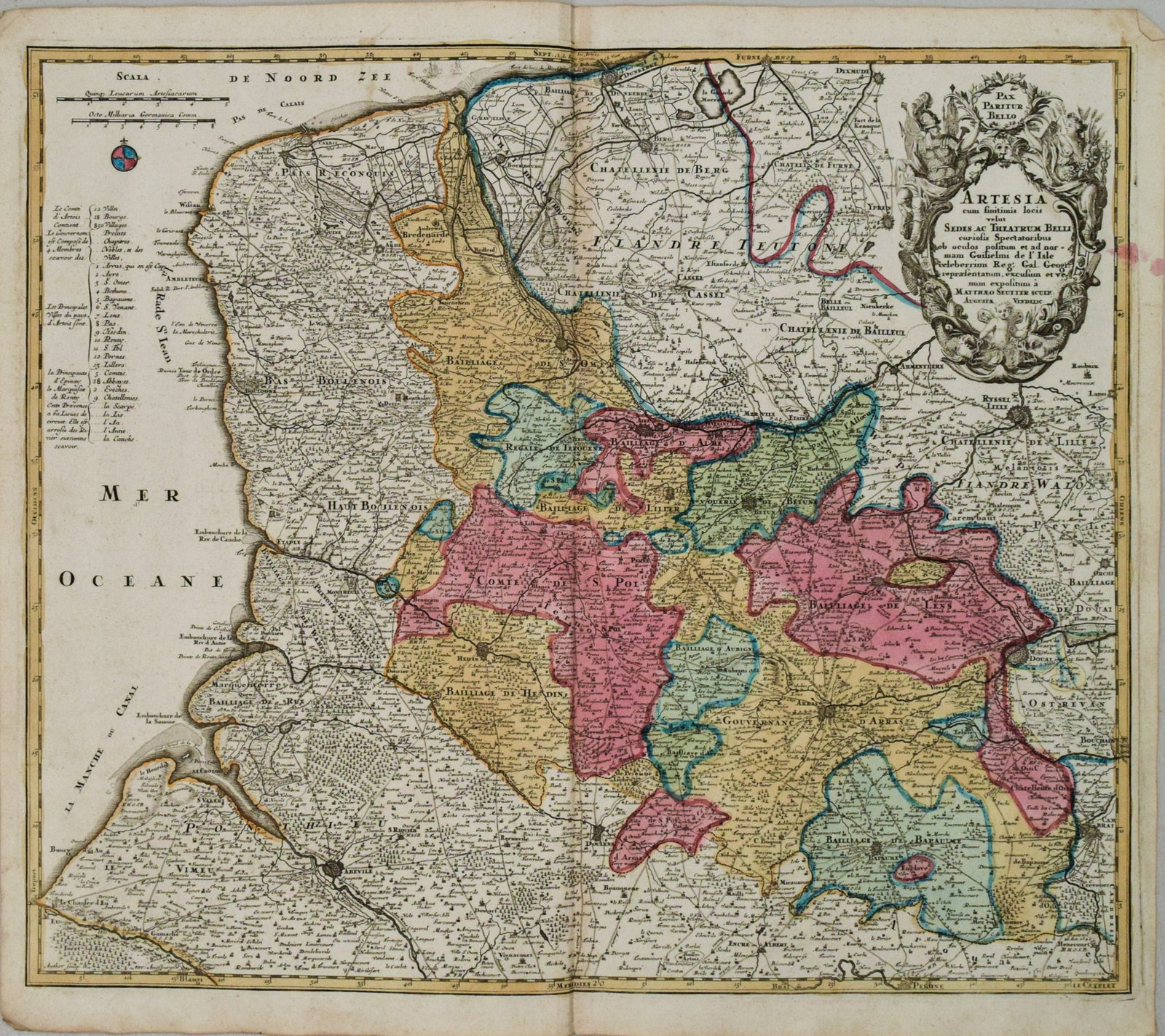 1730 Seutter Map of Northwest France -- Artesia cum Finitimis Locis Velut Sedes ac Theatrum Belli (1 of 1)