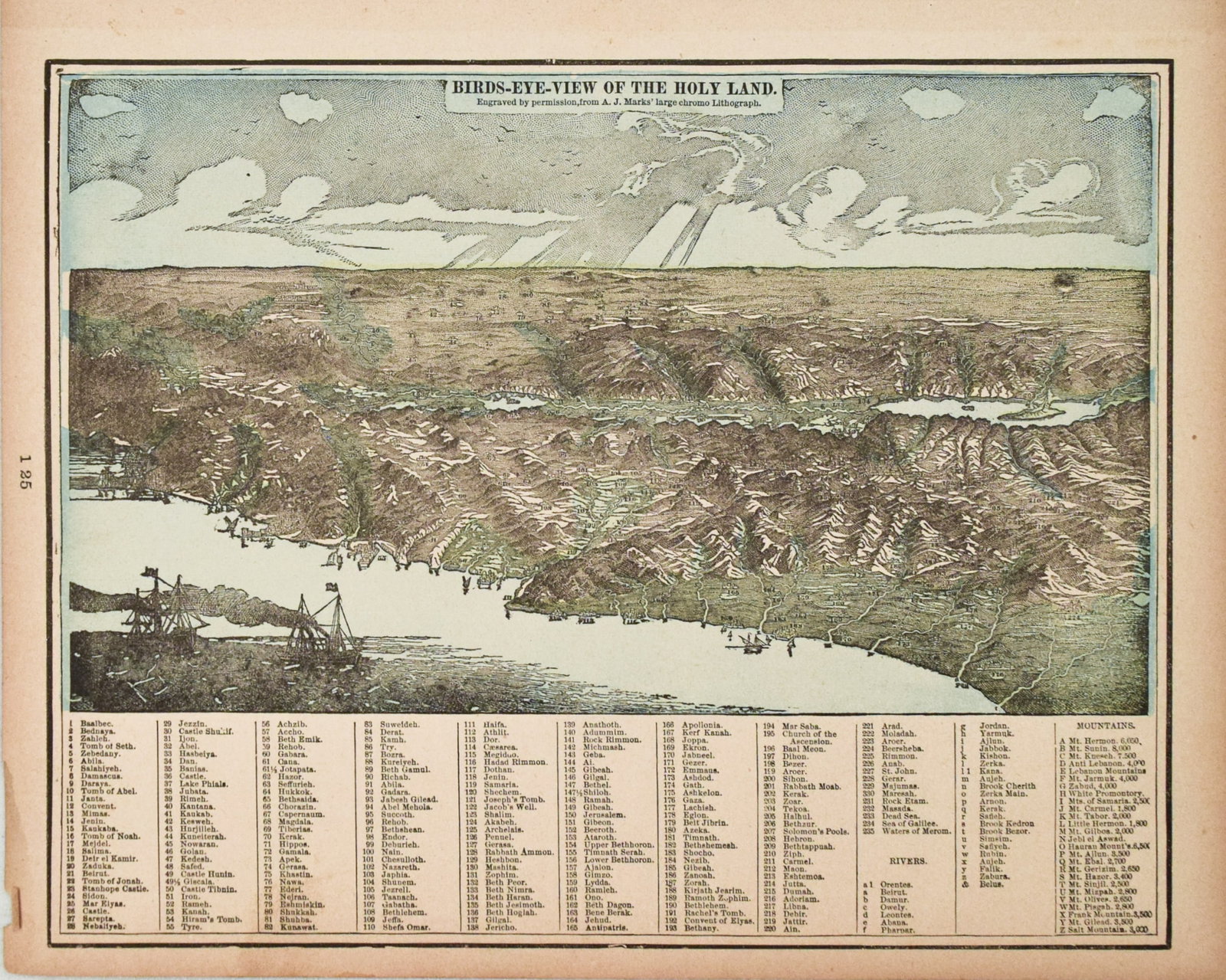 1894 Cram Map of Sri Lanka [verso] Holy Land -- Ceylon [verso] Birds-Eye-View of the Holy Land - 2
