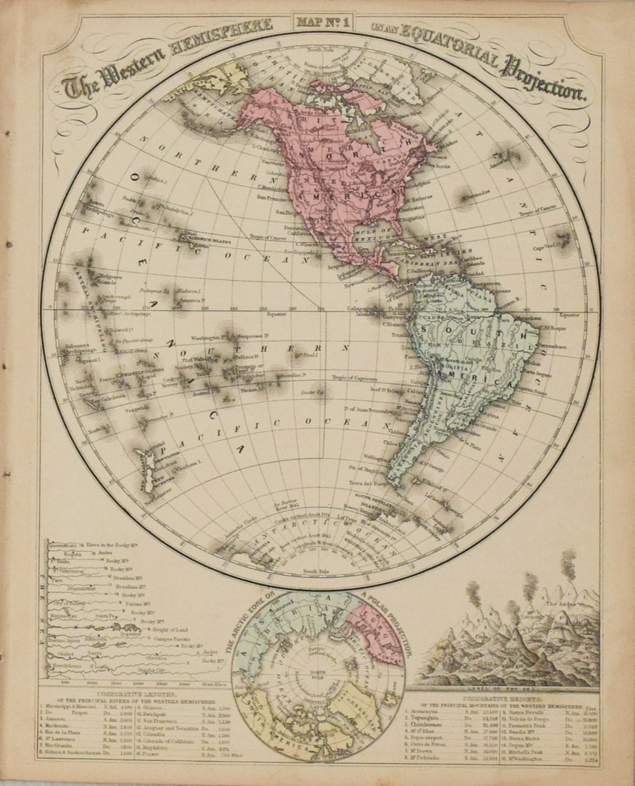 1869 Mitchell Map of Western [verso] Eastern Hemispheres -- The Western Hemisphere Map No. 1… (1 of 2)