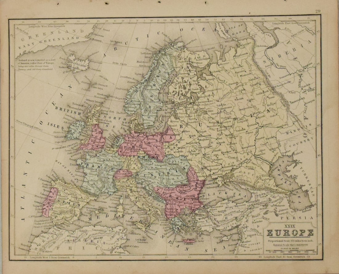 1869 Mitchell Map of Europe [verso] South America's Southern Cone -- XXIX Europe [verso] XXVIII (1 of 2)