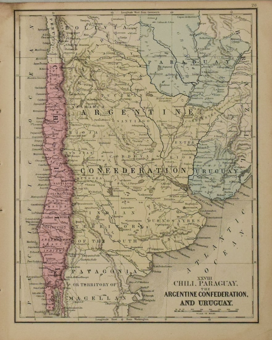 1869 Mitchell Map of Europe [verso] South America's Southern Cone -- XXIX Europe [verso] XXVIII - 2