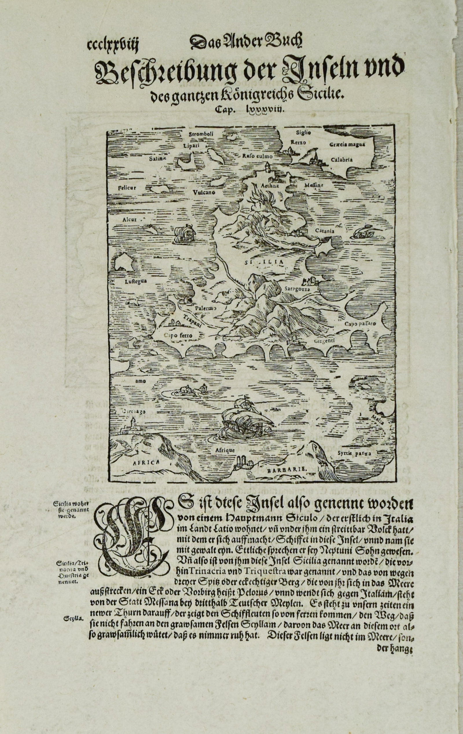 1598 Munster/Petri Maps of Elba [verso] Sicily -- Elba [verso] Sicilia (1 of 2)