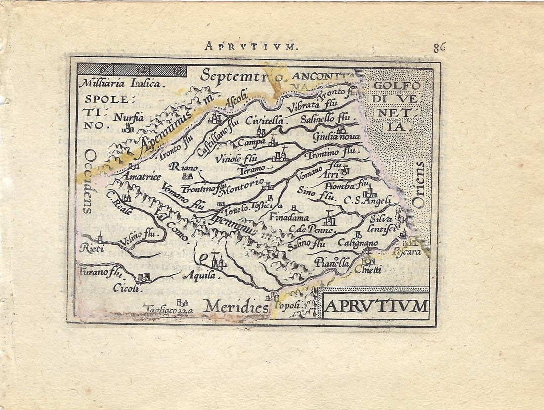 1602 Ortelius Map of Abruzzi Province, Italy -- Aprutium (1 of 1)
