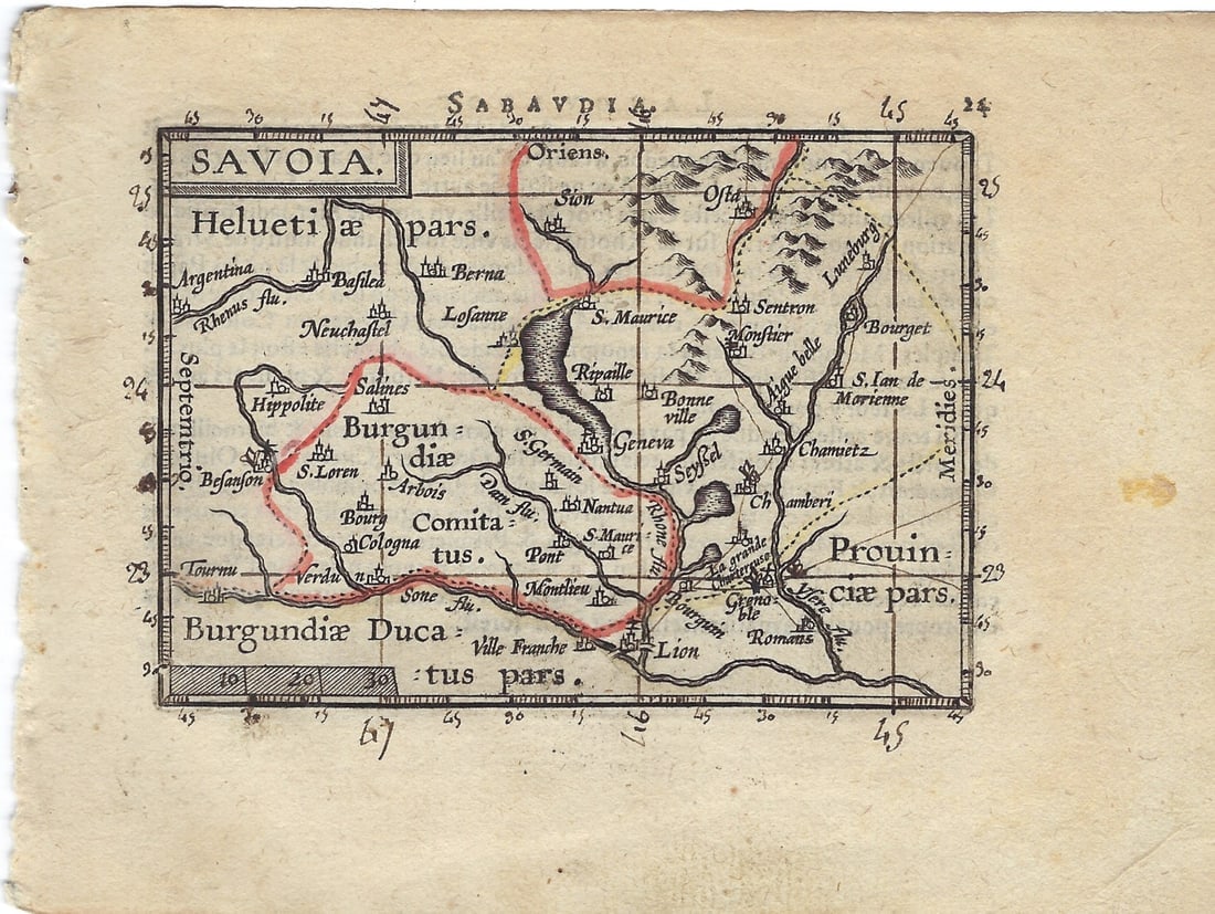 1602 Ortelius Map of France's Savoy and Swiss Alps -- Savoia (1 of 1)