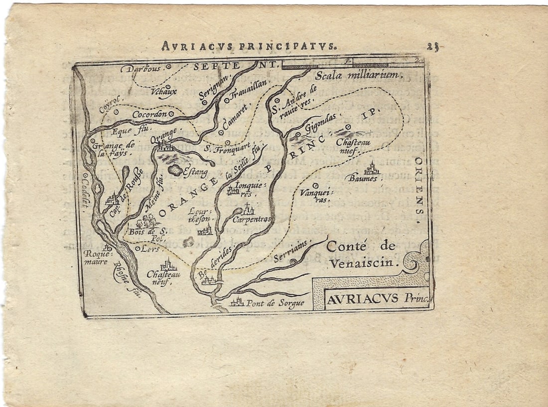 1602 Ortelius Map of Southern France Near Orange -- Avriacus Princ. (1 of 1)