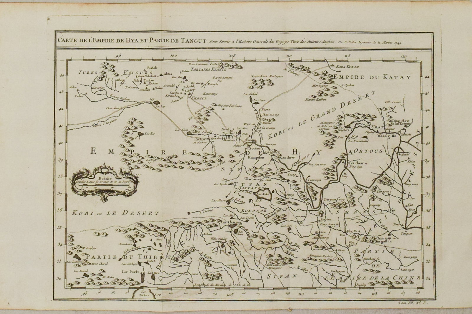 1749 Bellin Map of Inner China -- Carte de l'Empire de Hya et Partie de Tangut (1 of 1)