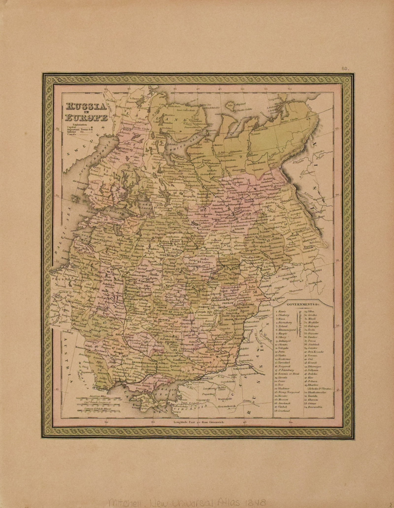 1848 Mitchell Map of Russia in Europe -- Russia in Europe (1 of 1)