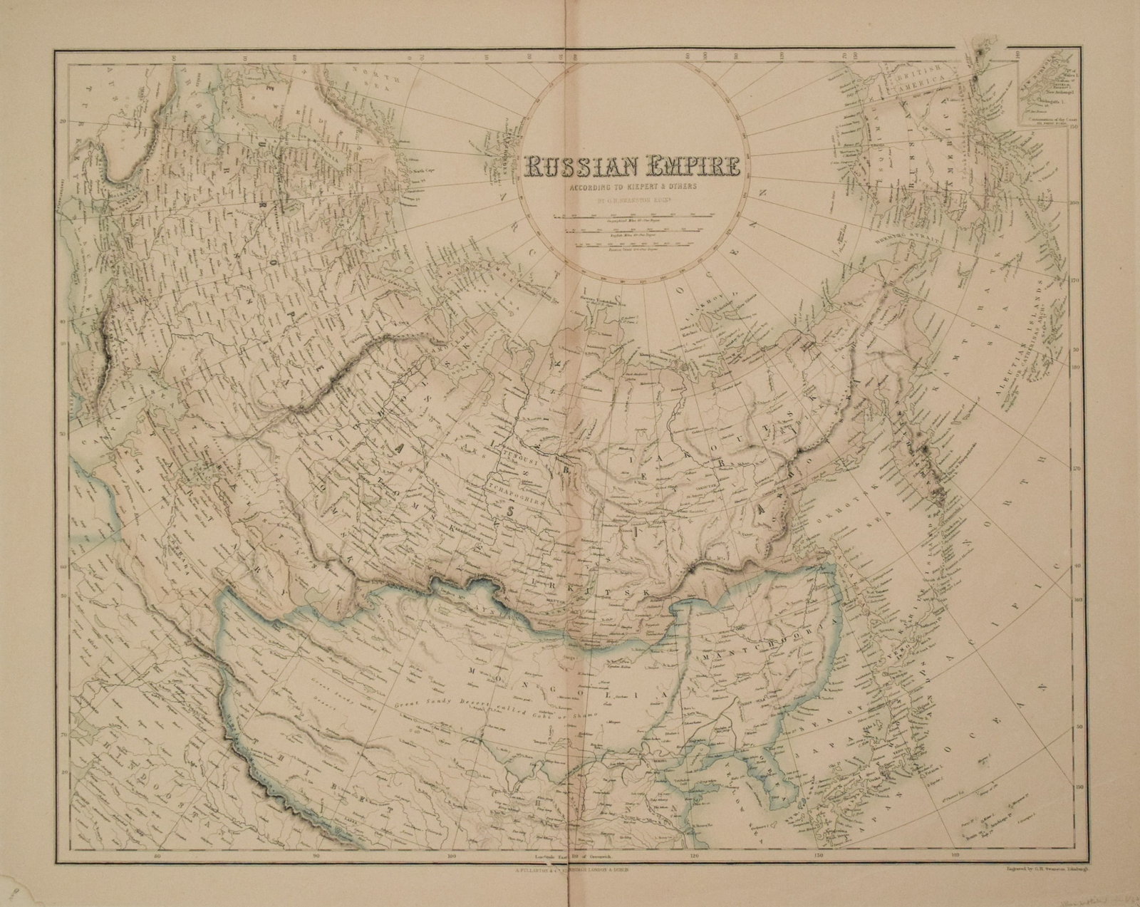 1855 Fullarton Map of Russia -- Russian Empire According To Kiepert and Others: Title:1855 Fullarton Map of Russia -- Russian Empire According To Kiepert and Others,li>Cartographer:A Fullarton Year/Place:1855, London, Edinburgh Map Dimension (in.):17 X 21 in. Description:This is
