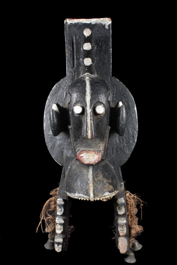 Headdress - Wood - Ijo - Nigeria - Schädler certificate: Powerfull Ijo mask / headdress from the Ijo tribe of Nigeria. The horizontal headdresses worn by the Ijo (or Ijaw) people are some of the rarest in Africa. They are used duriung water-spirit