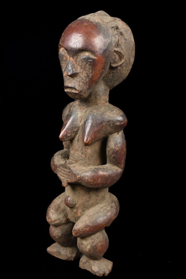 Ancestor Figure - Wood- Fang - Gabon: Unique Fang Byeri figure form Gabon. Fang Byeri figures are usually characterized as a standing male figure. He has bent legs and an elongated torso, The Fang occupy such a large geographical area