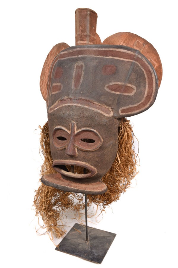 Chihongo Mask - Wood, Plant fibre - Chokwe - DR Congo - 2
