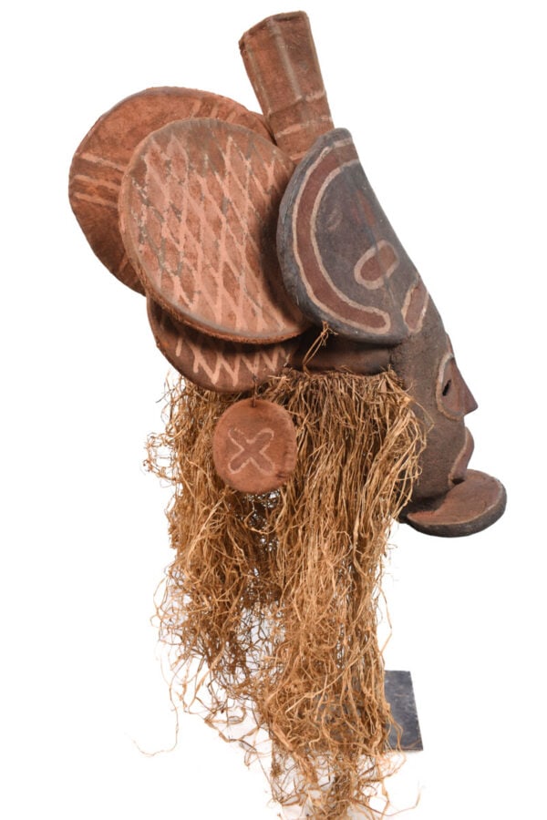 Chihongo Mask - Wood, Plant fibre - Chokwe - DR Congo - 4