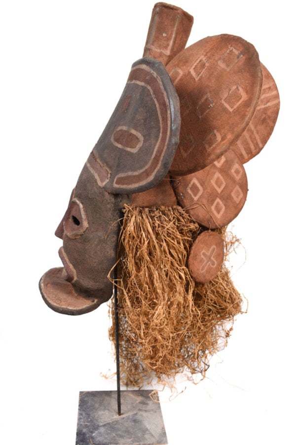 Chihongo Mask - Wood, Plant fibre - Chokwe - DR Congo - 6