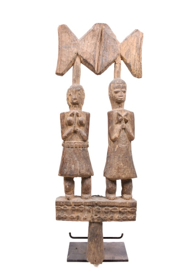 Dance Wand - Wood - Shango - Yoruba - Nigeria: Unique Shango Dance Wand with 2 figures from the Yoruba tribe of Nigeria. In special festivals and processions, followers of Shango, the Yoruba god of thunder, carry dance wands, oshe shango,