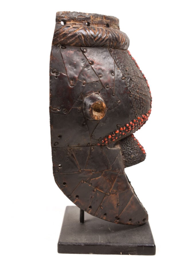 Initiation mask - Wood, Copper, Beads - Salampasu - Congo - 3