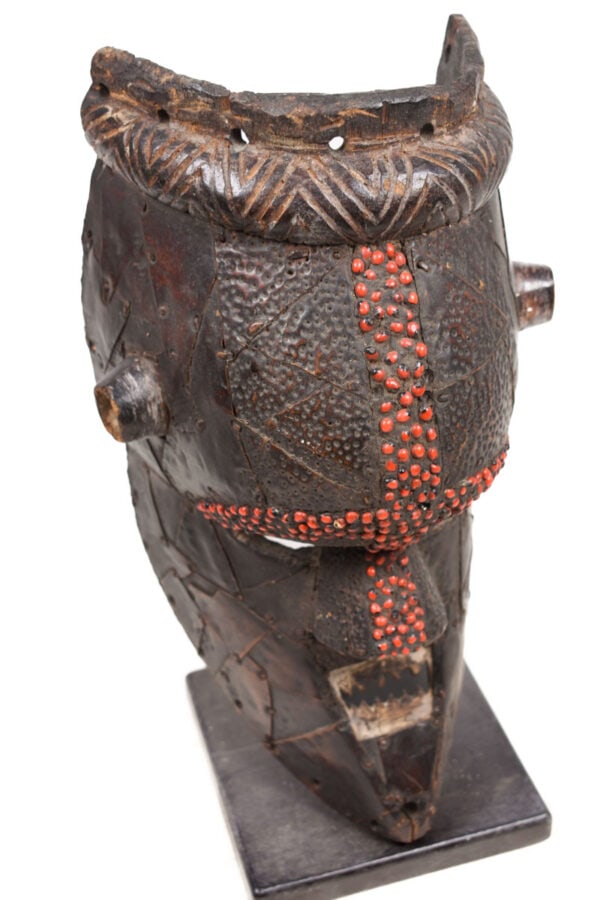 Initiation mask - Wood, Copper, Beads - Salampasu - Congo - 4