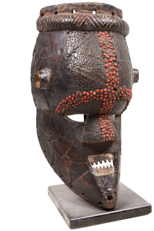 Initiation mask - Wood, Copper, Beads - Salampasu - Congo - 5