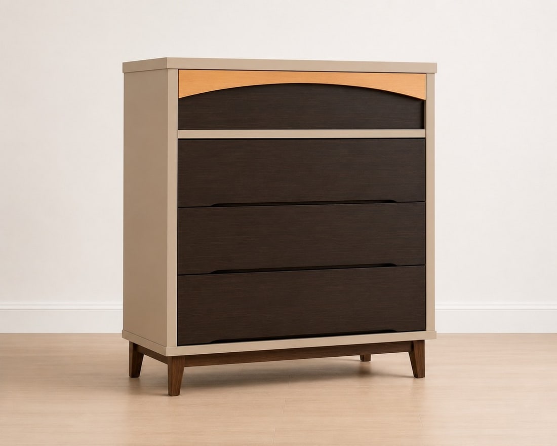 Modern Wood and Lacquer Tall Dresser - 2