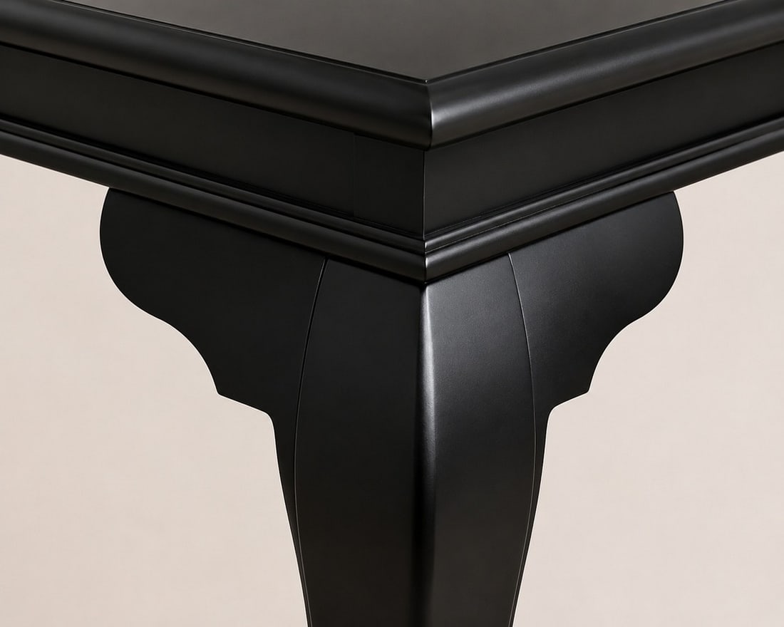 Black Lacquered Extendable Games Table with Cabriole Legs - 3