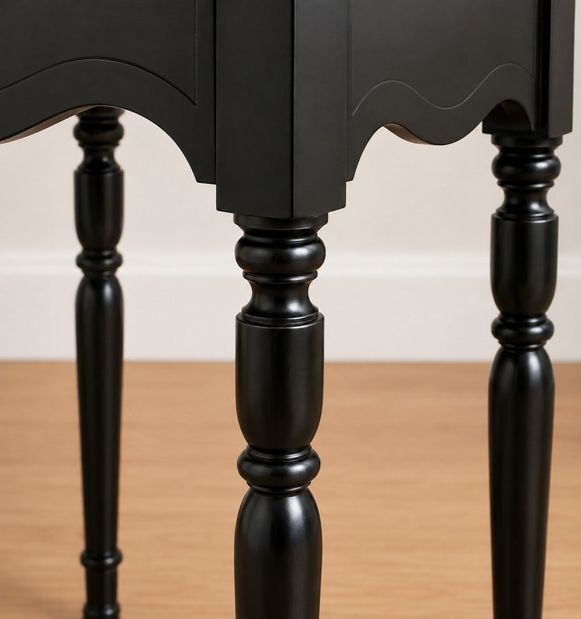 Petite French Provincial Style Black and Wood Accent Table - 3