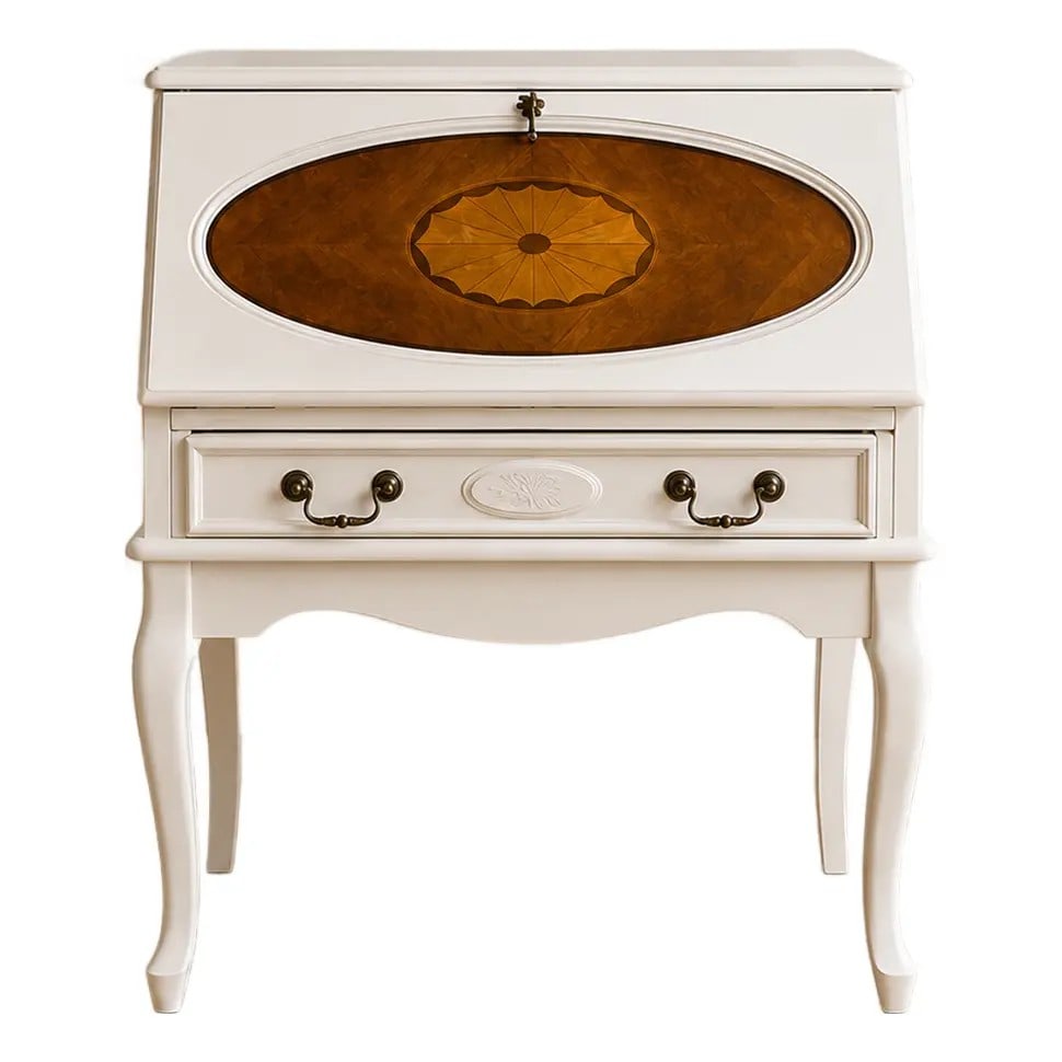 Petite French Provincial Style Black and Wood Accent Table - 5