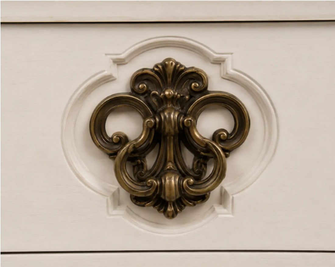 Thomasville Antiqued White and Wood Two-Drawer Nightstand - 2