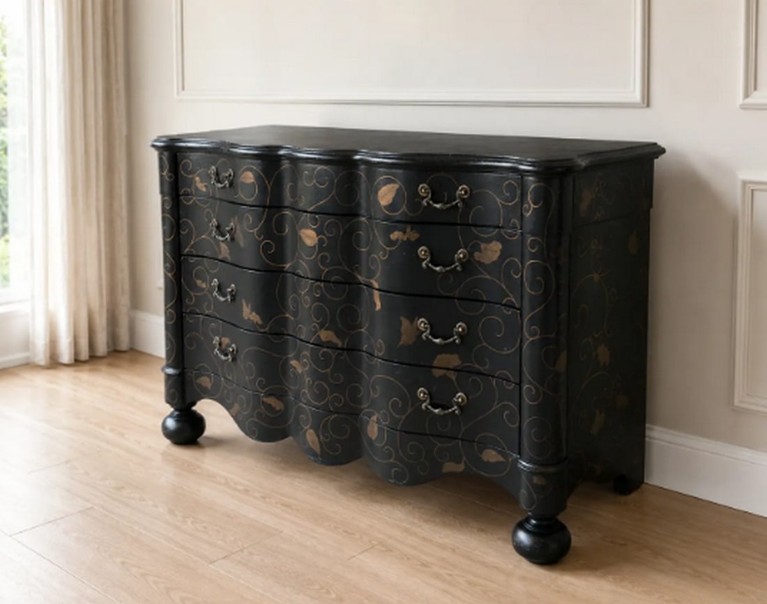 Drexel Heritage Covington Park Collection Black Bombe Chest - 2