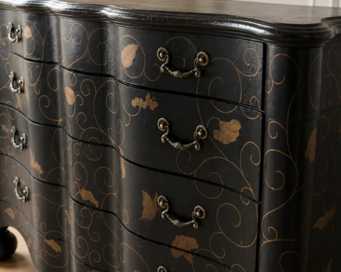 Drexel Heritage Covington Park Collection Black Bombe Chest - 3