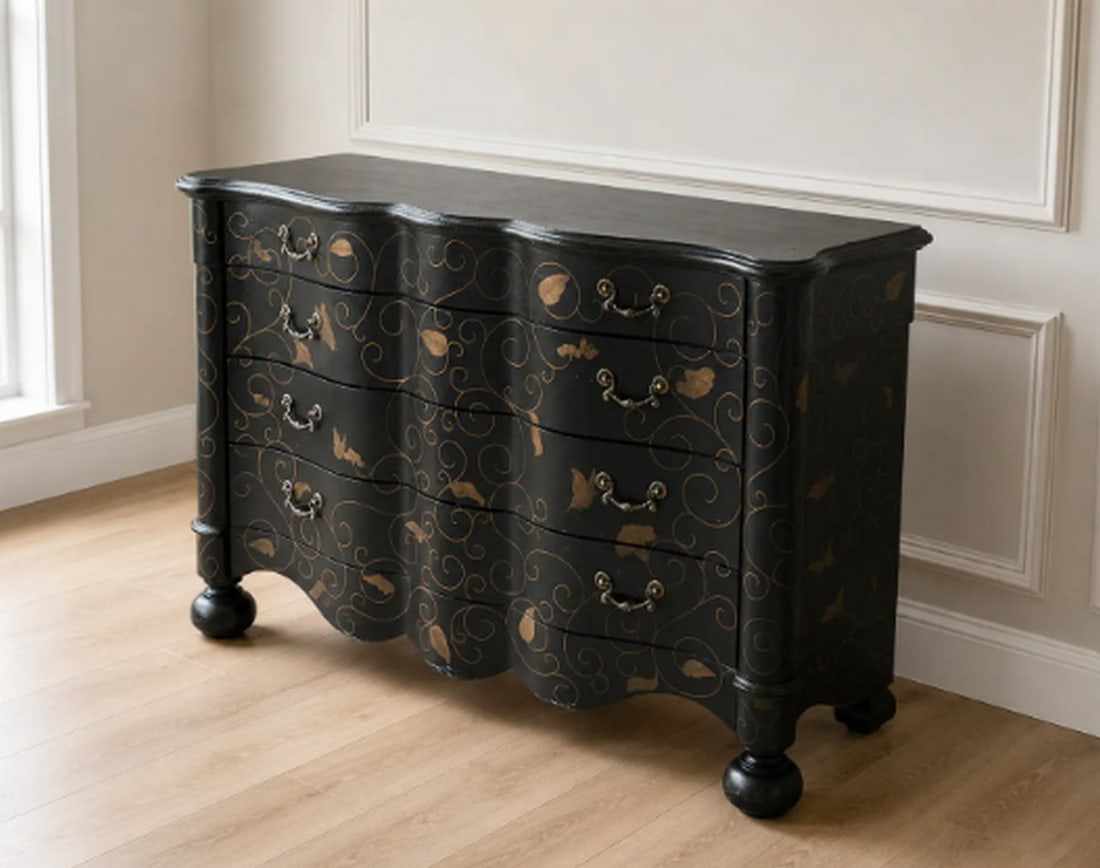 Drexel Heritage Covington Park Collection Black Bombe Chest - 5