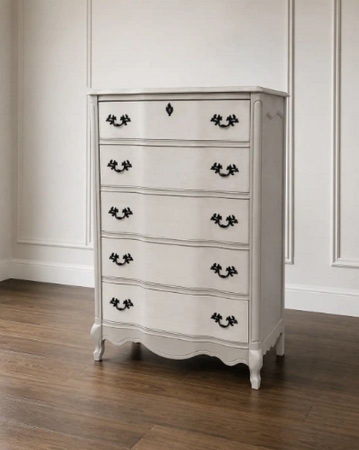 French Provincial Style Whitewashed Tall Chest by Bassett Furniture - 2