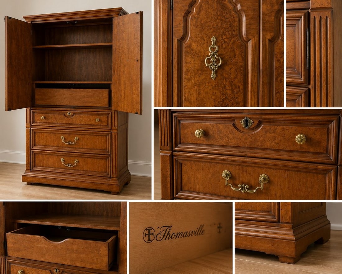 Thomasville Neoclassical Burlwood Armoire - 3