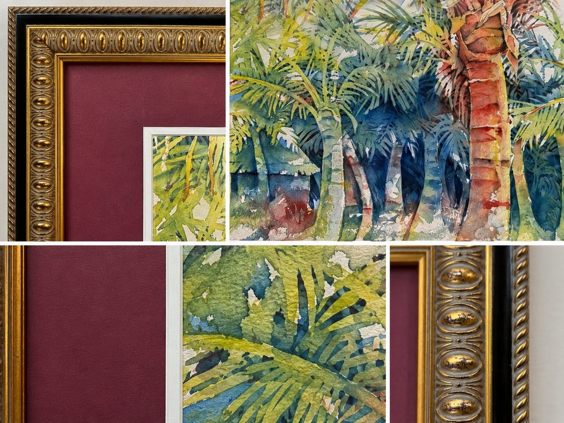 Jonathan Cederberg Framed Tropical Landscape Watercolor - 3